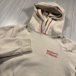 Makers Mark Kentucky Bourbon Hoodie Men’s S Beige Embroidered Whisky Fleece